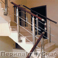 Стойки по индивидуальным чертежам с деревянным поручнем Стойки по индивидуальным чертежам с деревянным поручнем