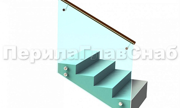 Ограждение с деревянным поручнем на выносе на точечном креплении на лестнице купить в Ростове-на-Дону