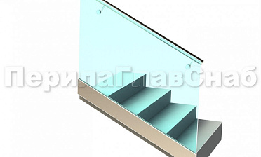 Ограждение с поручнем на выносе в зажимном профиле на лестнице купить в Ростове-на-Дону