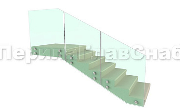 Ограждение для лестницы на несущем стекле с точечным креплением в торец для крыльца купить в Ростове-на-Дону