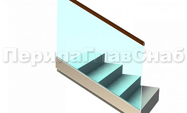 Ограждение с деревянным поручнем на профиле на лестнице купить в Ростове-на-Дону