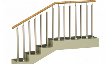 Ограждения с двумя стойками в каждую ступень с пластиковым поручнем и без ригелей купить в Ростове-на-Дону