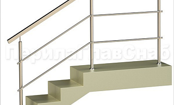 Два ригеля на держателях, квадратный поручень и круглые стойки в Ростове-на-Дону. Готовые проекты ПерилаГлавСнаб