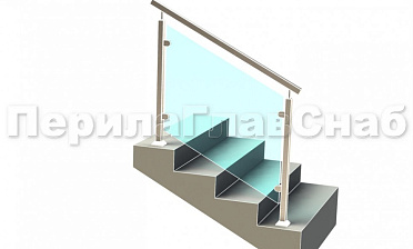 Ограждение лестницы с квадратным поручнем с зажимными стеклодержателями и квадратными стойками купить в Ростове-на-Дону
