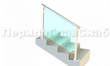 Ограждения для лестницы с поручнем на выносе с зажимными стеклодержателями и квадратными стойками купить в Ростове-на-Дону