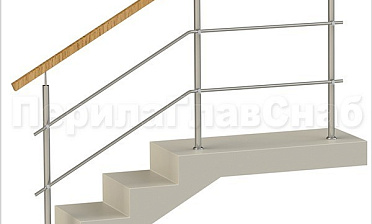 Два ригеля на держателях, квадратный деревянный поручень и круглые стойки купить в Ростове-на-Дону