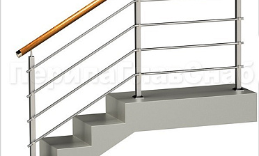 Четыре ригеля на держателях, круглый деревянный поручень и квадратные стойки купить в Ростове-на-Дону