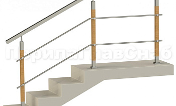 Два ригеля на держателях, квадратный поручень и квадратные деревянные стойки в Ростове-на-Дону. Готовые проекты ПерилаГлавСнаб Два ригеля на держателях, квадратный поручень и квадратные деревянные стойки в Ростове-на-Дону. Готовые проекты ПерилаГлавСнаб