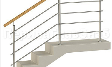 Четыре ригеля на сварке, квадратный деревянный поручень и круглые стойки купить в Ростове-на-Дону