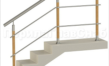 Два ригеля на держателях, круглый поручень и квадратные деревянные стойки в Ростове-на-Дону. Готовые проекты ПерилаГлавСнаб Два ригеля на держателях, круглый поручень и квадратные деревянные стойки в Ростове-на-Дону. Готовые проекты ПерилаГлавСнаб