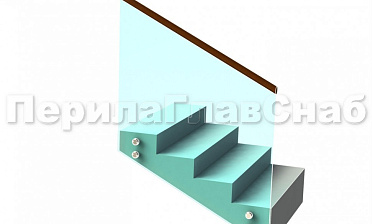 Ограждение с деревянным поручнем на точечном креплении на лестнице купить в Ростове-на-Дону