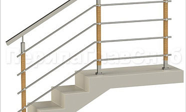 Четыре ригеля на держателях, квадратный поручень и стойки с деревянными вставками купить в Ростове-на-Дону