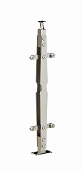 Стойка эксклюзивная из двух пластин с двумя пластинчатыми стеклодержателями, крепление в пол, регулируемый ложемент (AISI 304) k769 купить в Ростове-на-Дону