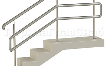 Нержавеющие ограждения с двойным поручнем без ригелей - вариант 1 в Ростове-на-Дону. Готовые проекты ПерилаГлавСнаб