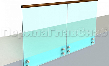 Ограждение с деревянным поручнем на точечном креплении купить в Ростове-на-Дону