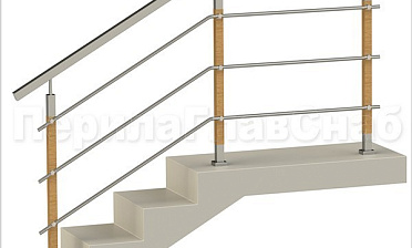 Три ригеля на держателях, квадратные поручень и деревянные стойки купить в Ростове-на-Дону