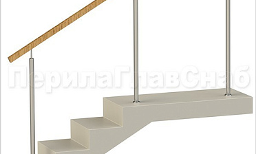 Нержавеющие ограждения без ригелей с квадратным деревянным поручнем купить в Ростове-на-Дону