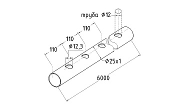Труба AISI 304 25х1х6000, с перфорацией под  Ø12, 30°, GRIT 600 837-5 купить в Ростове-на-Дону Труба AISI 304 25х1х6000, с перфорацией под  Ø12, 30°, GRIT 600 837-5 купить в Ростове-на-Дону