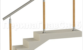 Нержавеющие ограждения без ригелей с круглым поручнем и стойками с деревянными вставками в Ростове-на-Дону. Готовые проекты ПерилаГлавСнаб Нержавеющие ограждения без ригелей с круглым поручнем и стойками с деревянными вставками в Ростове-на-Дону. Готовые проекты ПерилаГлавСнаб