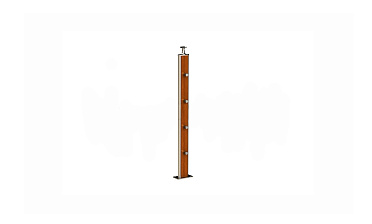 Дизайнерская плоская комбинированная стойка в сборе из шлифованной нержавеющей стали и древесины дуба с четырьмя ригеледержателями k742-2 купить в Ростове-на-Дону