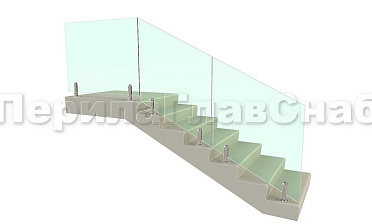 Цельностеклянное лестничное ограждение на министойках из нержавеющей стали для крыльца купить в Ростове-на-Дону
