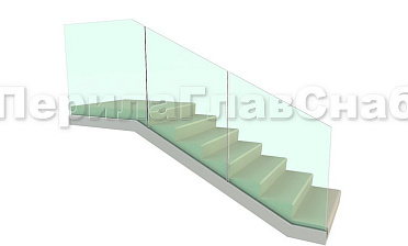 Цельностеклянное ограждение на зажимном алюминиевом профиле для крыльца купить в Ростове-на-Дону