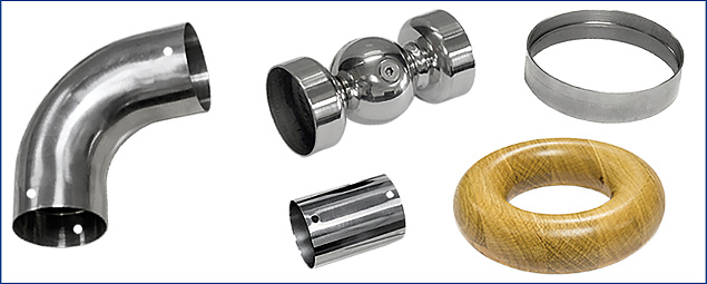 Соединители и отводы для деревянного поручня в Ростове-на-Дону. Комплектующие для лестничных ограждений и перил ПерилаГлавСнаб